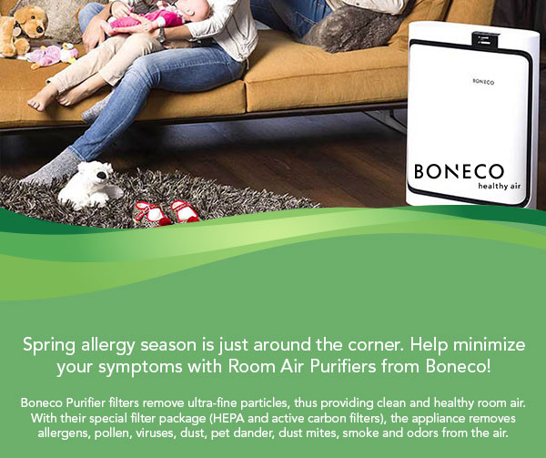 Spring allergy season is just around the corner. Help minimize your symptoms with Room Air Purifiers from Boneco