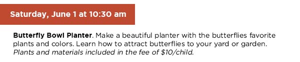 Saturday, June 1 at 10:30 am Butterfly Bowl Planter